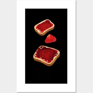 Strawberry Toast Bread Loaf Sandwich Vintage Retro Kawaii Yummy Posters and Art